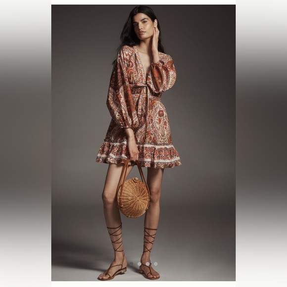 FARM Rio Dresses & Skirts - Farm Rio Anthropologie Multicolor Puff-Sleeve Dress